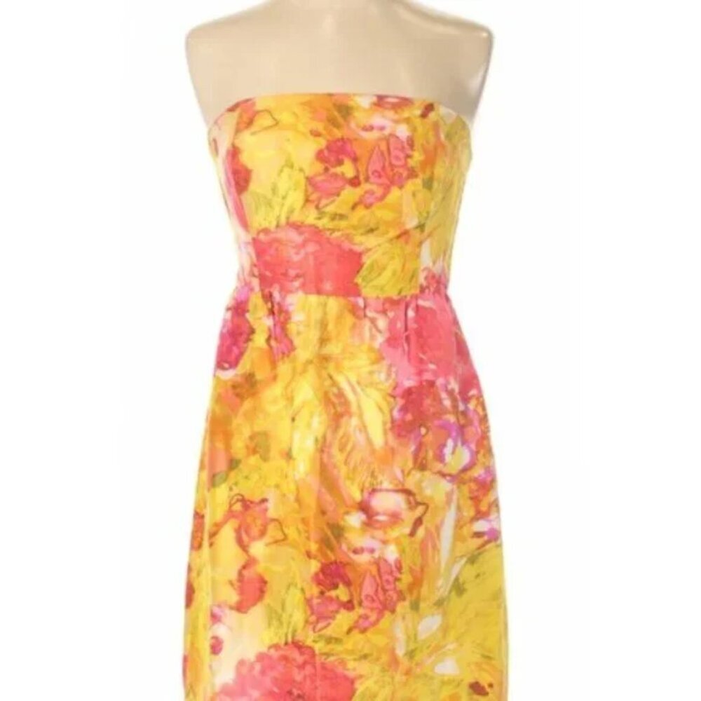 J. Crew Strapless Silk Floral mini dress size 2 (No Belt) (I2) - Picture 4 of 5